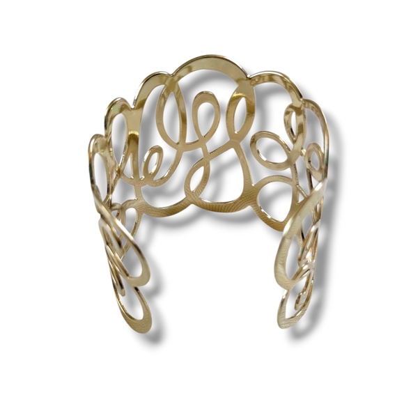 NWOT Elegant Gold Tone Swirl Open Cuff Bracelet - Picture 6 of 7